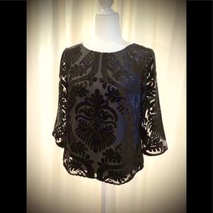RSVP by Talbots Floral Velvet Burnout Top NWT
